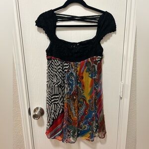 Forever 21 Vintage Silk Crochet Dress Indie Sleaze Boho Size Large